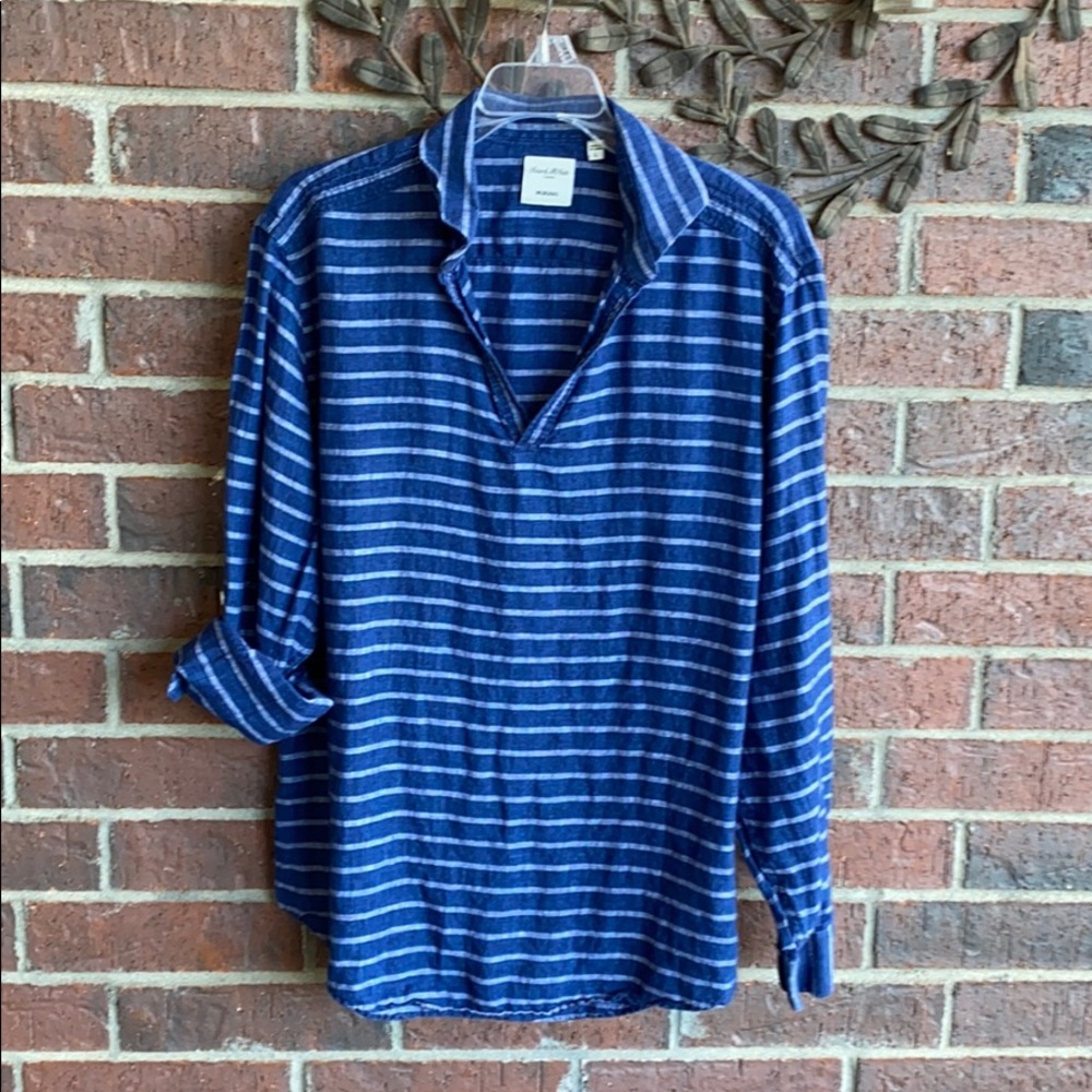 Baird Mcnutt linen murano blue stripe top size L